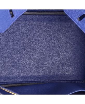 Pre-Owned Hermes Birkin 25 Handbag Blue Togo with Gold Hardware