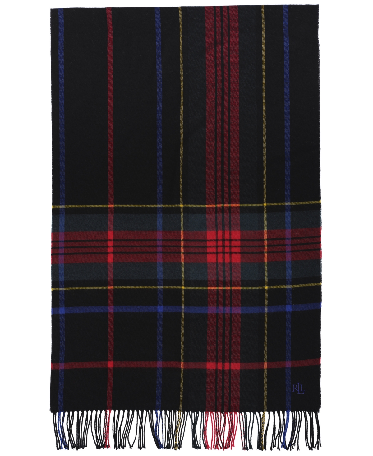 Ralph Lauren Exploded Plaid Pattern Scarf In Blue
