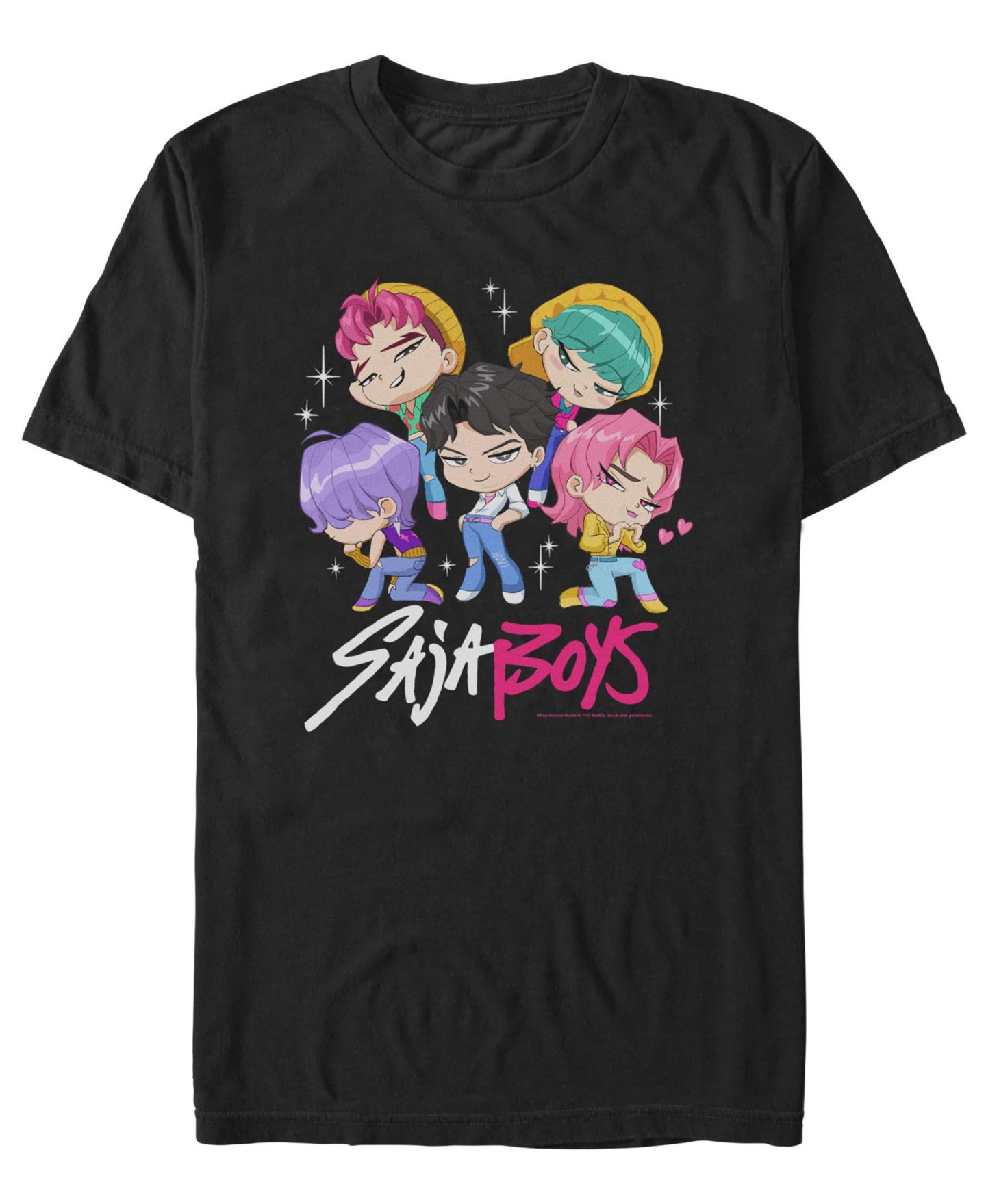 Мужская футболка Fifth Sun K-Pop Demon Hunters Saja Boys Chibi Group, цвет: Чёрный — фото 1