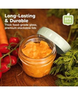 12pk Prep Baby Food Storage Containers, 4 oz Leak-Proof, BPA Free Glass Baby Food Jars for Feeding
