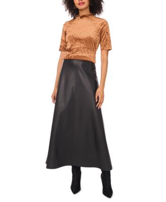 Women's Velvet Mock-Neck Short-Sleeve Top