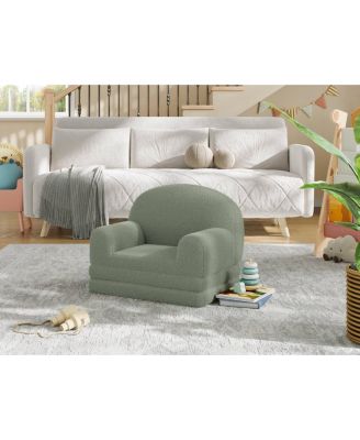 Kids Sofa Chair, 2-in-1 Convertible Toddler Couch Lounge, Comfy Fold Out Teddy Fleece Fabric Children's Sofa Bed
