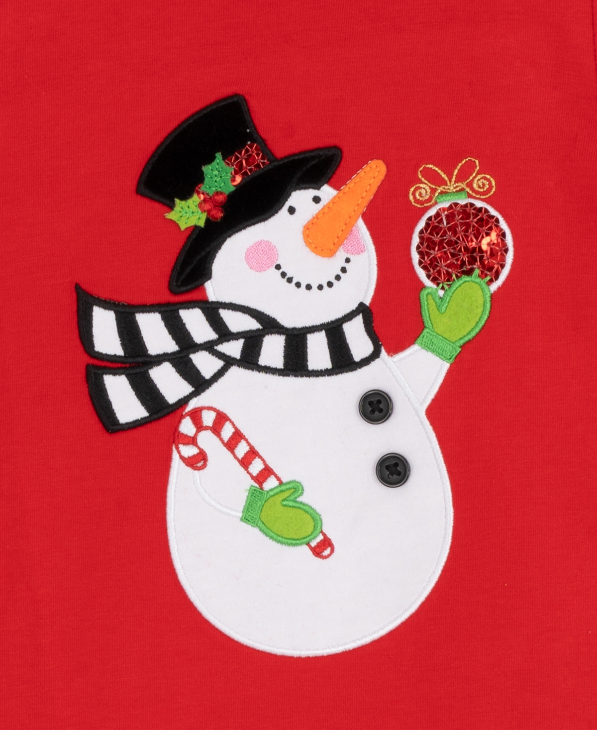 Rare Editions Baby Girls 2-piece Snowman Applique Top And Polka Dots Leggings Set In Red