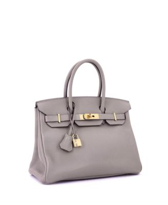 Birkin 30 Handbag Grey Novillo with Gold Hardware