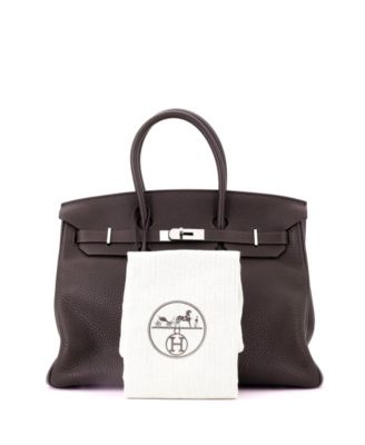 Birkin 35 Handbag Brown Togo with Palladium Hardware