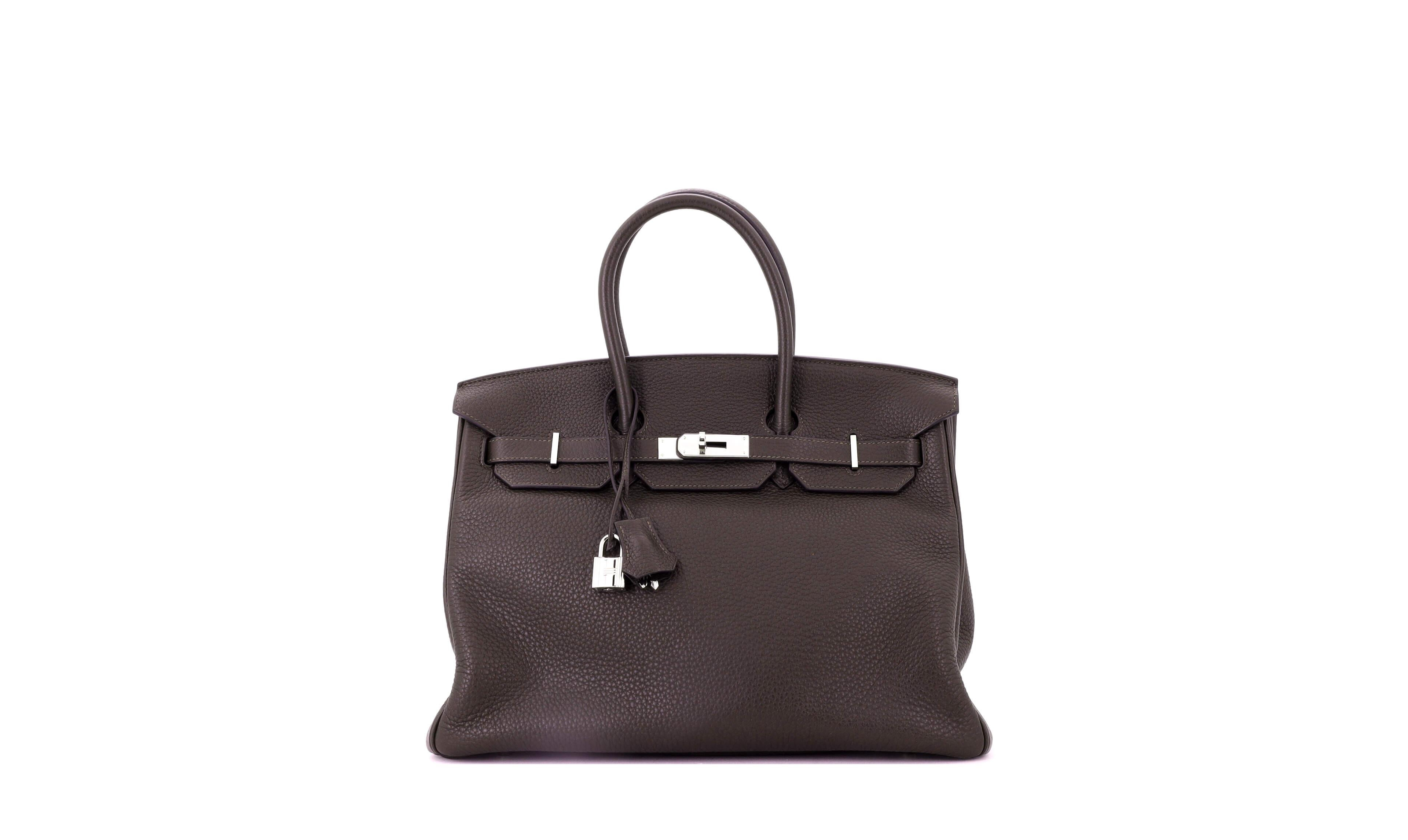 Pre-Owned Hermes Birkin 35 Handbag Brown Togo with Palladium Hardware