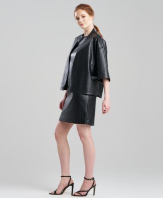 Women's Faux Croc Leather Sweater