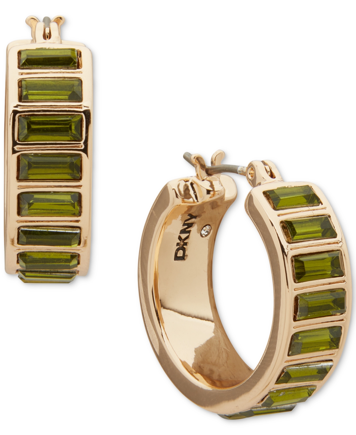 Dkny Polished Stone Hoop Earrings In Gold