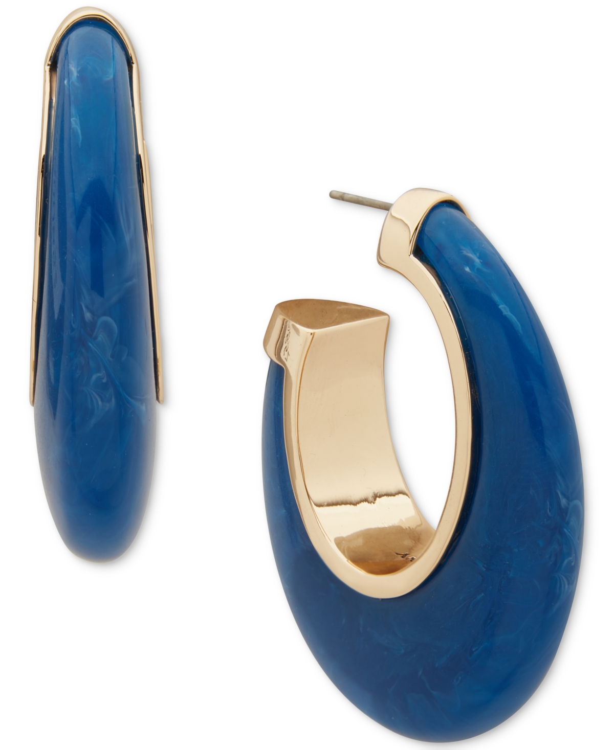 Dkny Open Blue Resin Hoop Earrings In Blue