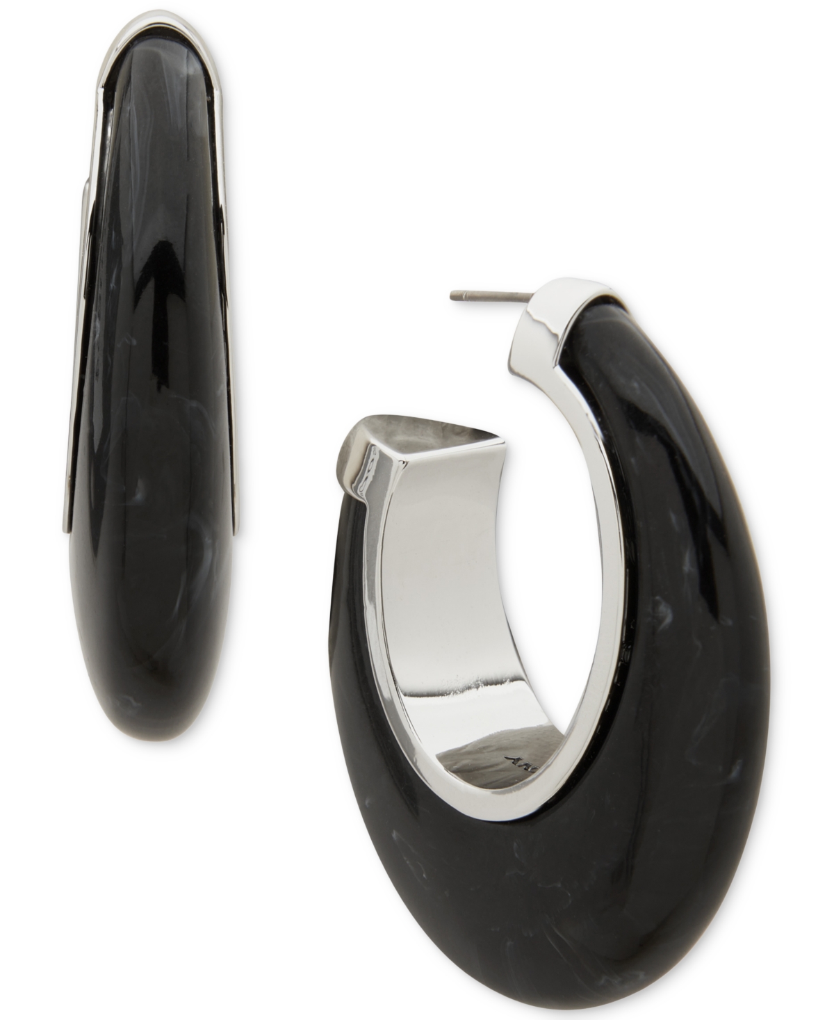 Dkny Open Blue Resin Hoop Earrings In Black