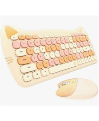 Cute Cat Keyboard and Mouse Combo - Wireless Mouse and Keyboard Set, 2.4G Cordless Computer Mouse with USB Receiver for Laptop PC