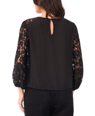 Women's Crewneck Lace 3/4-Sleeve Blouse