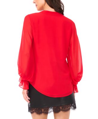 Women's Split-Neck Long-Sleeve Blouse 