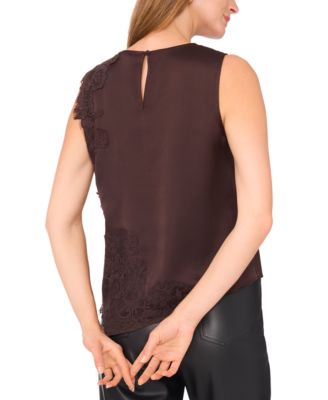 Women's Lace Asymmetric Hem Sleeveless Tank Top