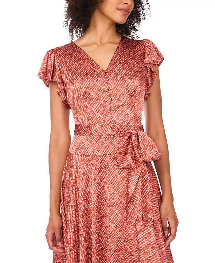 Women's Flutter Sleeve Tie Waist Dress - thumbnail 3
