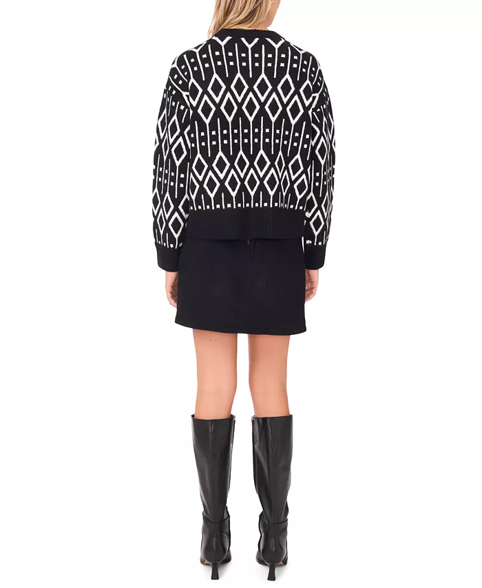 Women's Cozy Crewneck Jacquard Long-Sleeve Sweater - thumbnail 4