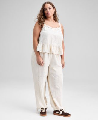 Trendy Plus Size Cotton Ruffled-Hem Top, Macy's Exclusive