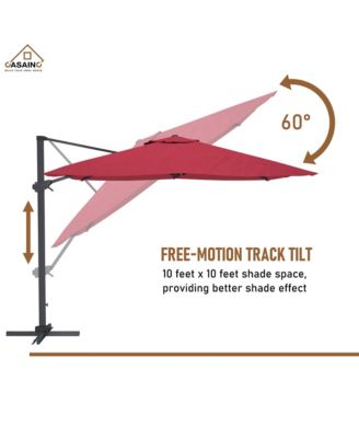 10 FT Square Cantilever Patio Umbrella with Base, Navy Blue