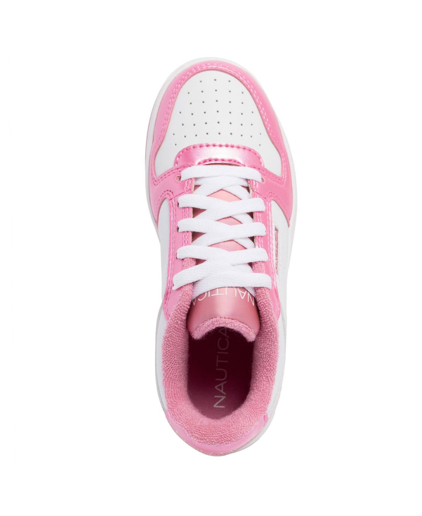 Кроссовки Nautica Salgado Casual Lace-Up Sneakers для девочек, цвет: Белый / Розовый металлик — фото 4