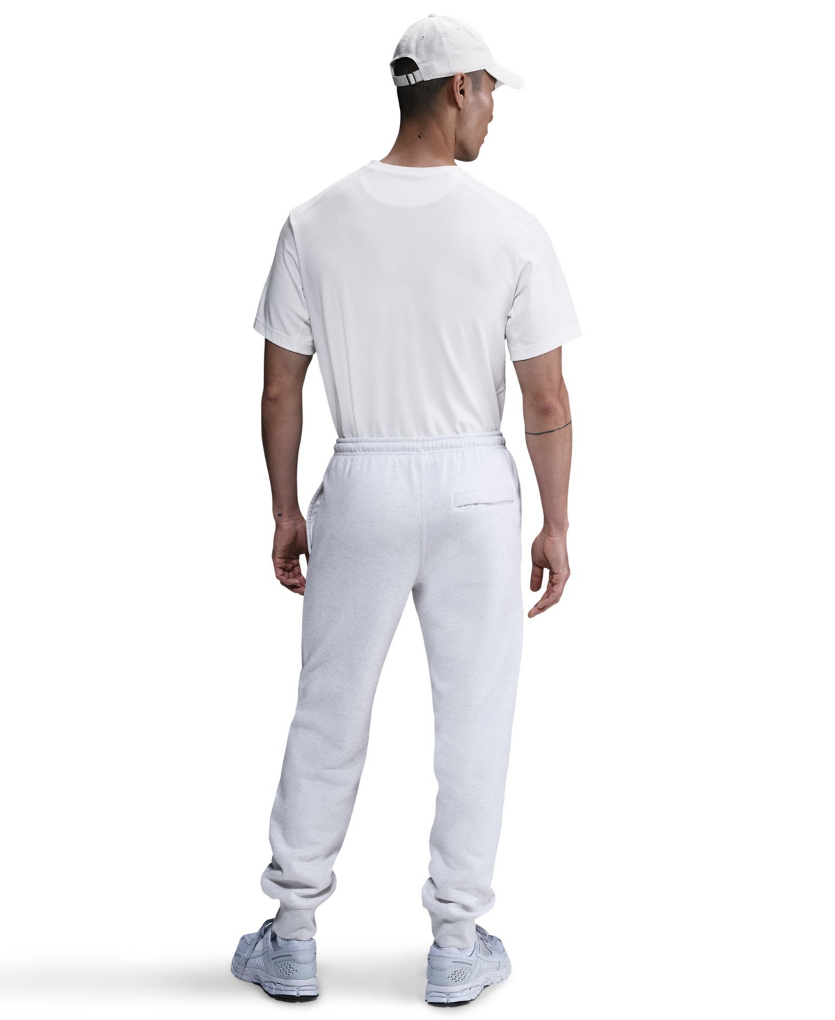 Nike Men's Cuffed Brushed Fleece Logo Sweatpants In White