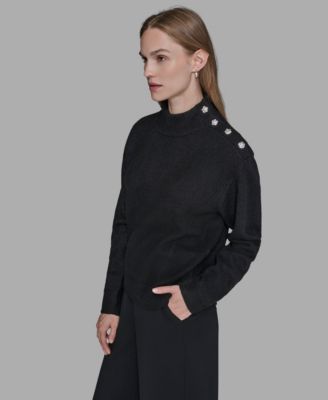 Women's Button Shoulder Long Sleeve Sweater
