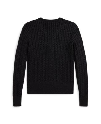 Girls 7-16 Metallic Cable Cotton-Blend Cardigan Sweater