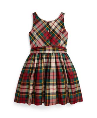 Girls' 7-16 Sleeveless Plaid Taffeta Dress