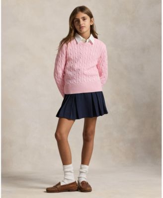 Girls 7-16 Long-Sleeve Cable-Knit Cotton Sweater
