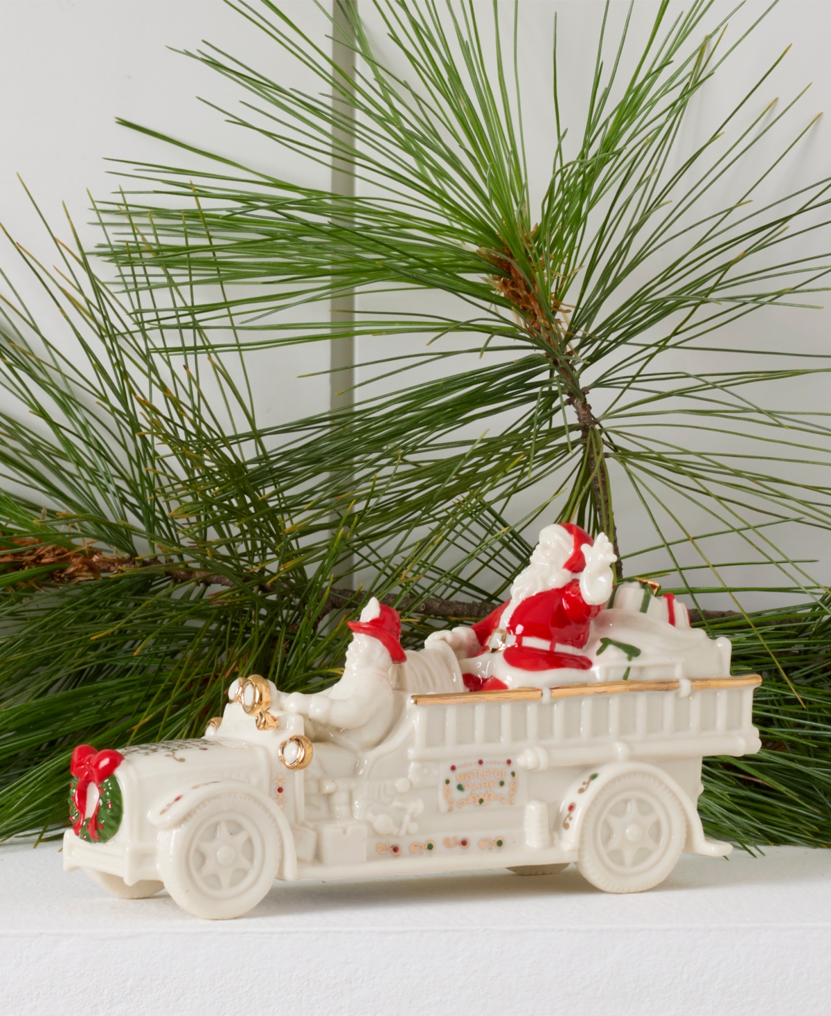 From The Vault! Lenox Mistletoe Park Fire Truck with Santa, Exclusively at Macy's