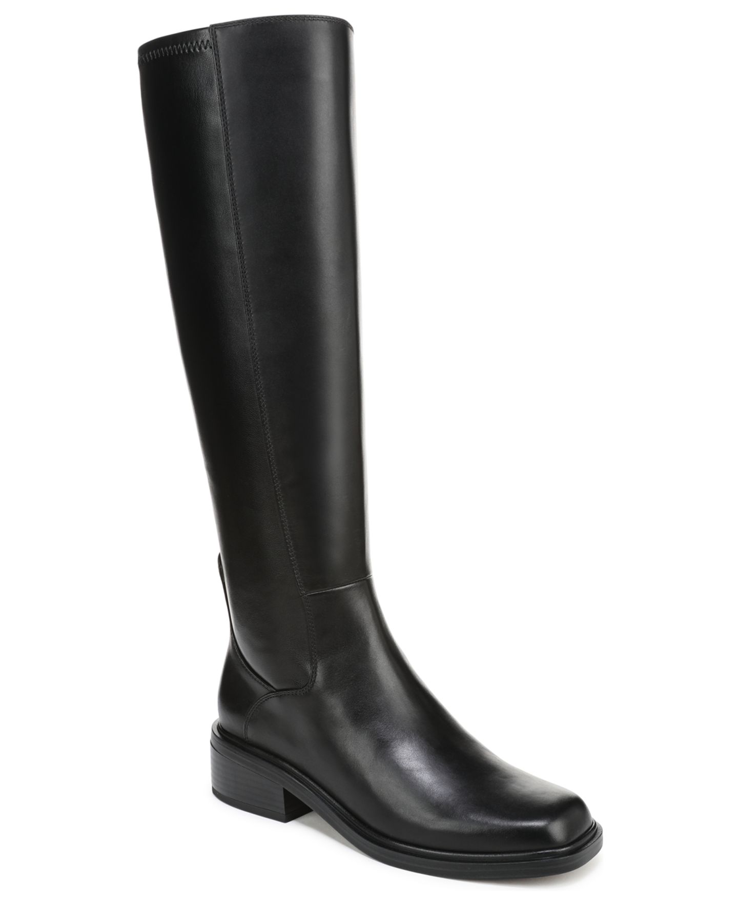 Женские ботинки Franco Sarto Gisella Square Toe Zip Tall Boots, Regular & Wide Calf, цвет: Чёрный кожаный — фото 1