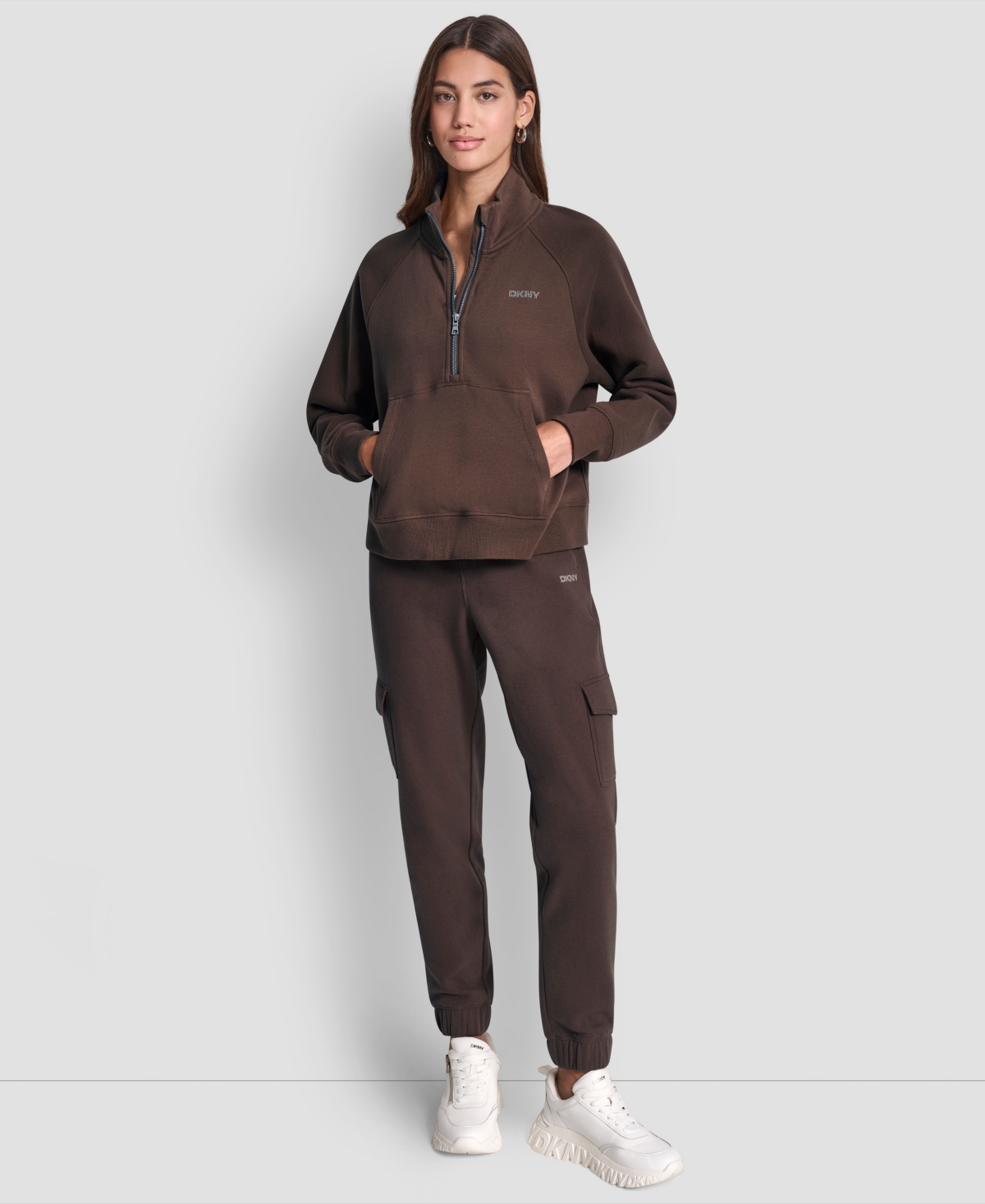 Dkny Sport Women's Studded-logo Cargo Joggers In Brown