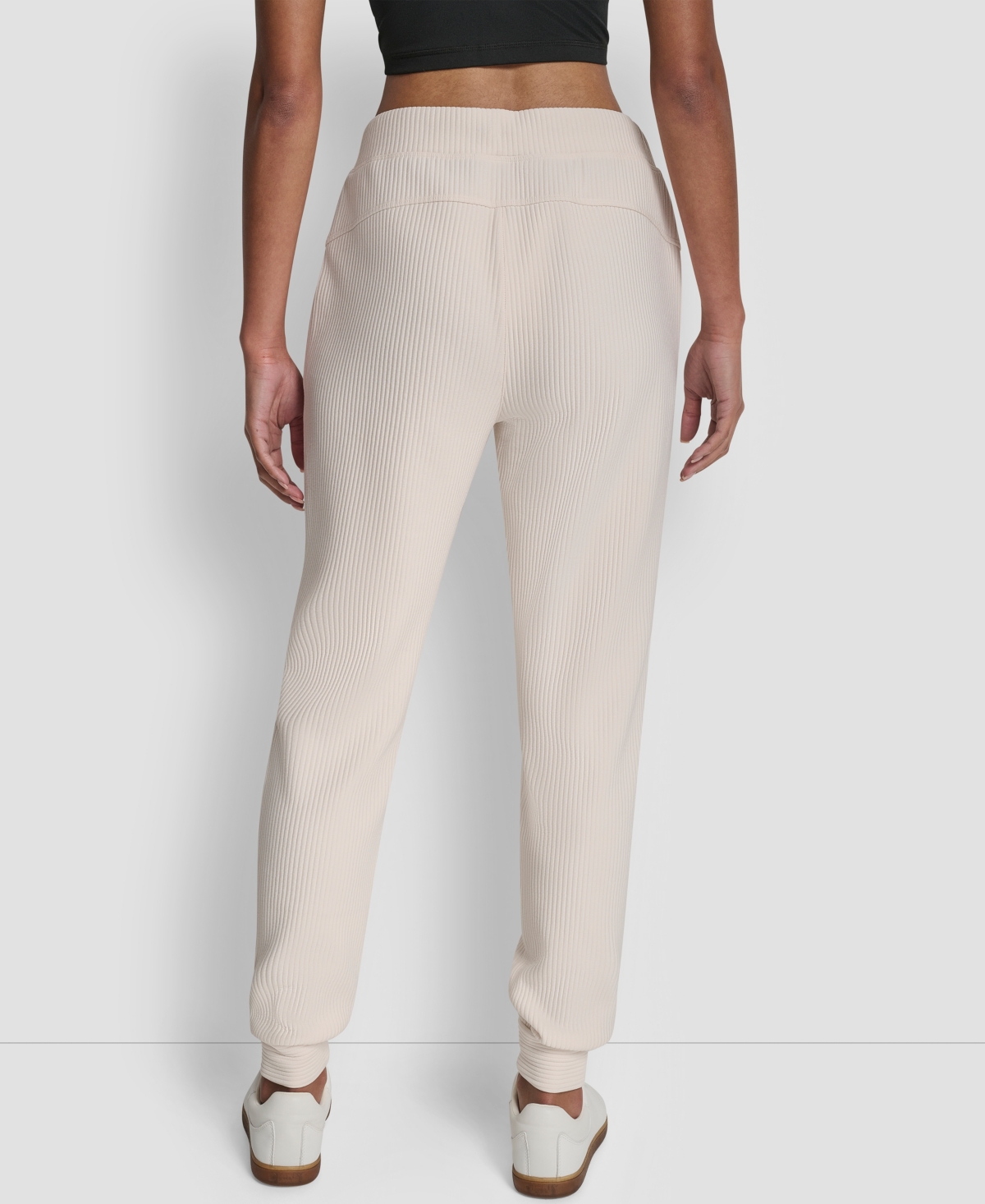 Dkny Women's Tech Ottoman Cuffed High Rise Joggers In White