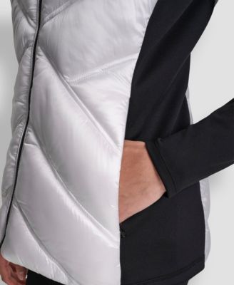 Women's Contrast Collar Hooded Puffer Vest