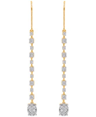 Macy's - Diamond Long Drop Earrings (1 ct. t.w.) in 14K Yellow Gold