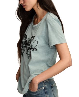 Women's Linear Butterfly Classic Crew Neck T-Shirt