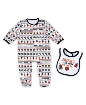 WEAR by Erin Andrews - Baby Boys and Girls Chicago Bears Allover Print Full-Zip Sleeper Bib Set
