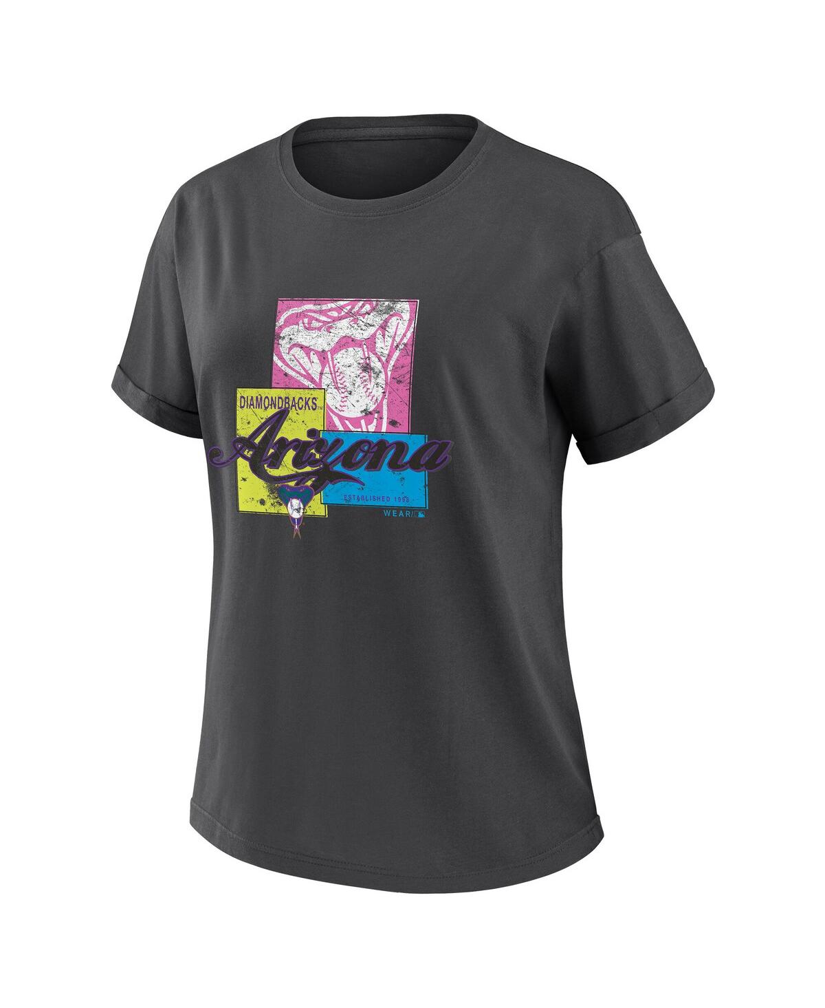 Wear By Erin Andrews Women'scharcoal Arizona Diamondbacks Domestic Box Color Boyfriend T-shirt In Gray
