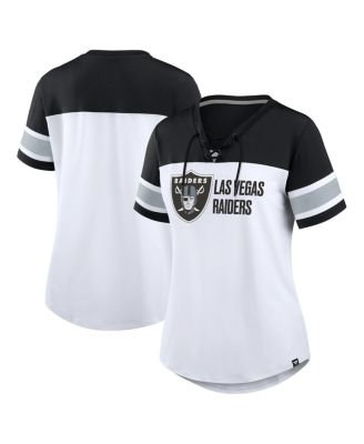 Fanatics - Women's White/Black Las Vegas Raiders Athena Lace-Up V-Neck T-Shirt