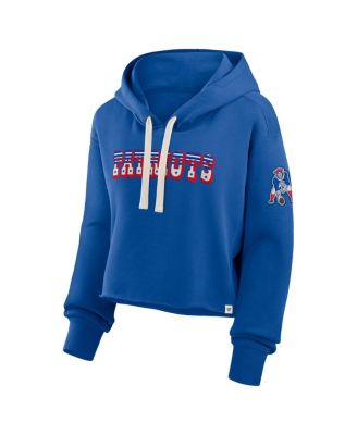 Women's Royal New England Patriots Oversized Hometown Heritage Cropped Hoodie
