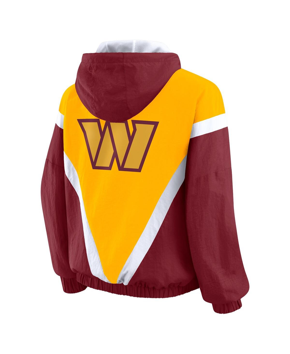Wear By Erin Andrews Women's Gold/burgundy Washington Commanders Retro Crinkle Full-zip Hoodie Windbreaker Jacket In Multi