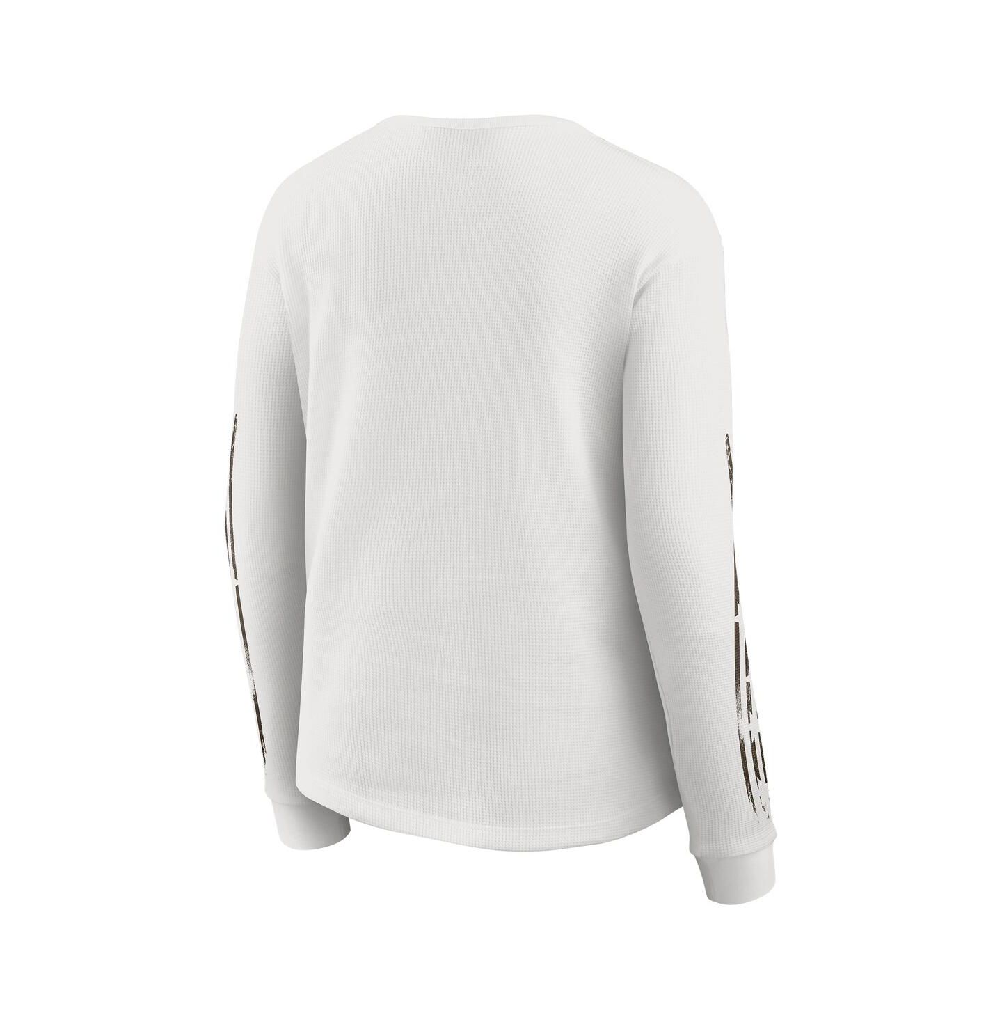 Женская футболка WEAR by Erin Andrews White Cleveland Browns Graphic Waffle Long-Sleeve — фото 3
