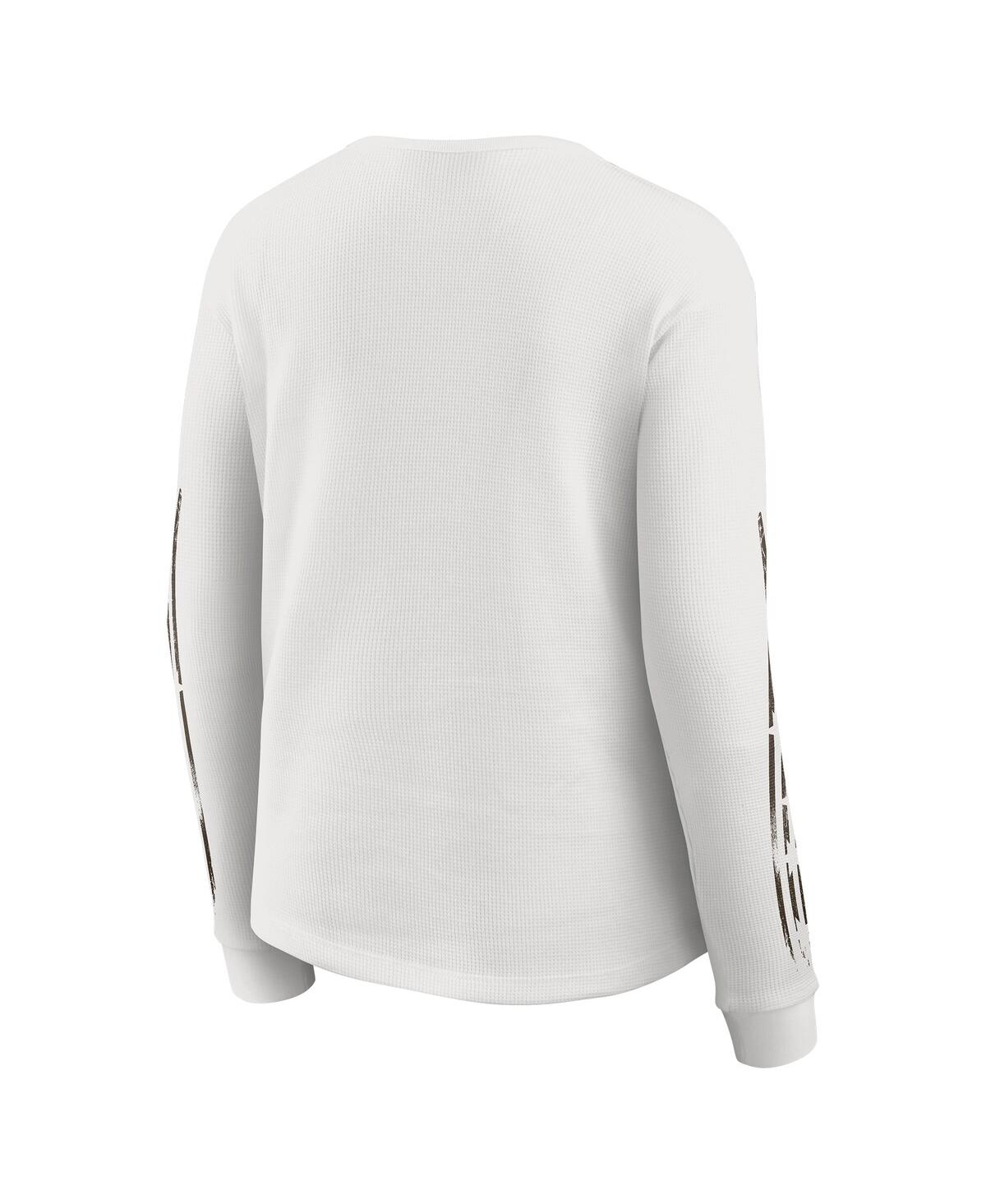 Wear By Erin Andrews Women's White Cleveland Browns Graphic Waffle Long-sleeve T-shirt In White