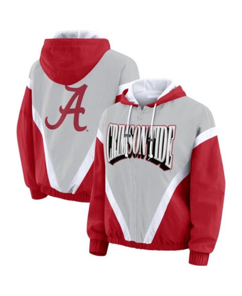 Женские худи WEAR by Erin Andrews Women's Crimson/Gray Alabama Crimson Tide Color Block Full-Zip Windbreaker Jacket