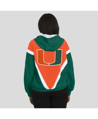 Women's Orange/Green Miami Hurricanes Color Block Full-Zip Hoodie Windbreaker Jacket