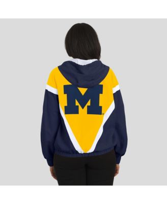 Women's Maize/Navy Michigan Wolverines Color Block Full-Zip Hoodie Windbreaker Jacket