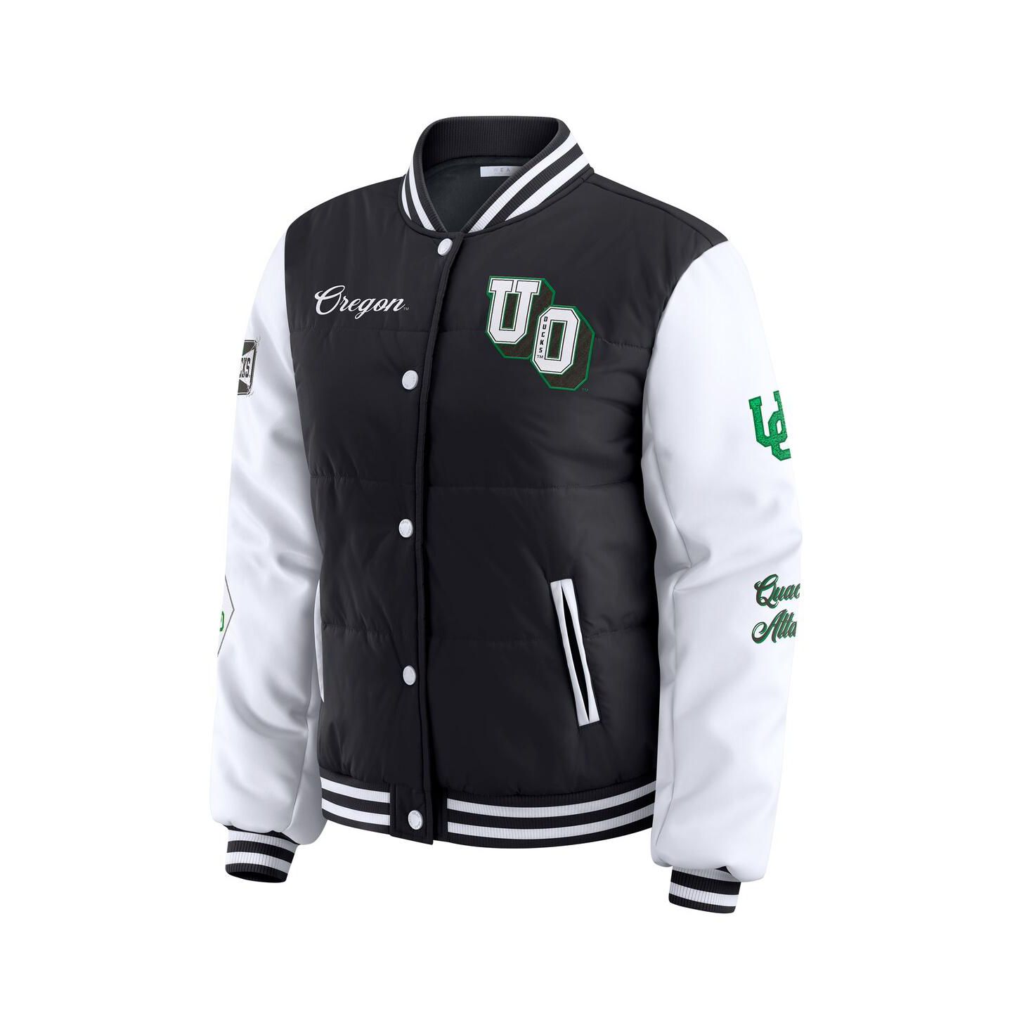 Женская куртка WEAR by Erin Andrews Black Oregon Ducks Varsity Puffer — фото 2