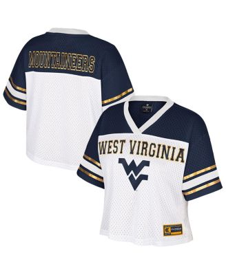 Colosseum - Women's White West Virginia Mountaineers Treasure Cropped Football Jersey