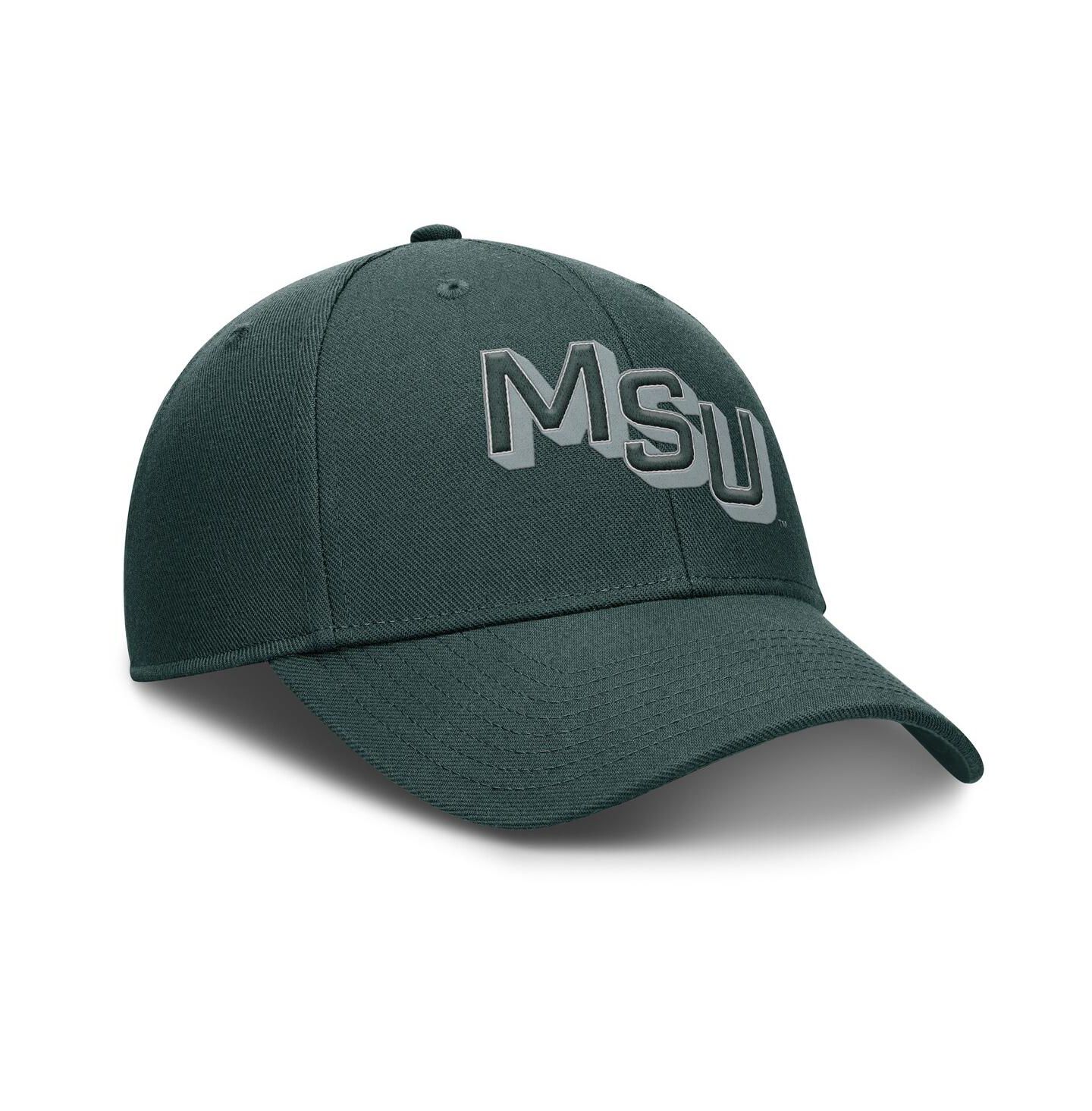 Мужская кепка Nike Green Michigan State Spartans Slanted Primetime Rise Performance Adjustable Hat — фото 3