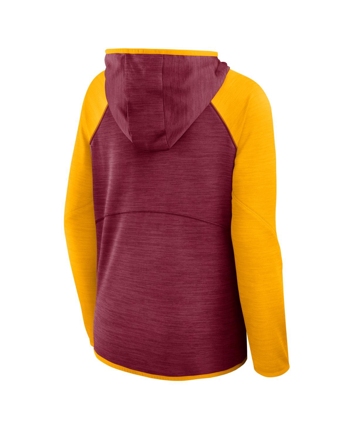 Fanatics Women's Burgundy/gold Washington Commanders Redzone End Around Pass Raglan Full-zip Hoodie