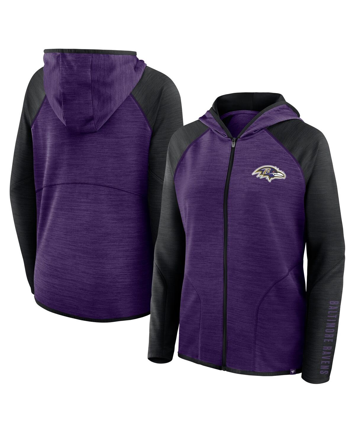 Fanatics Women's Purple/black Baltimore Ravens Redzone End Around Pass Raglan Full-zip Hoodie In Multi